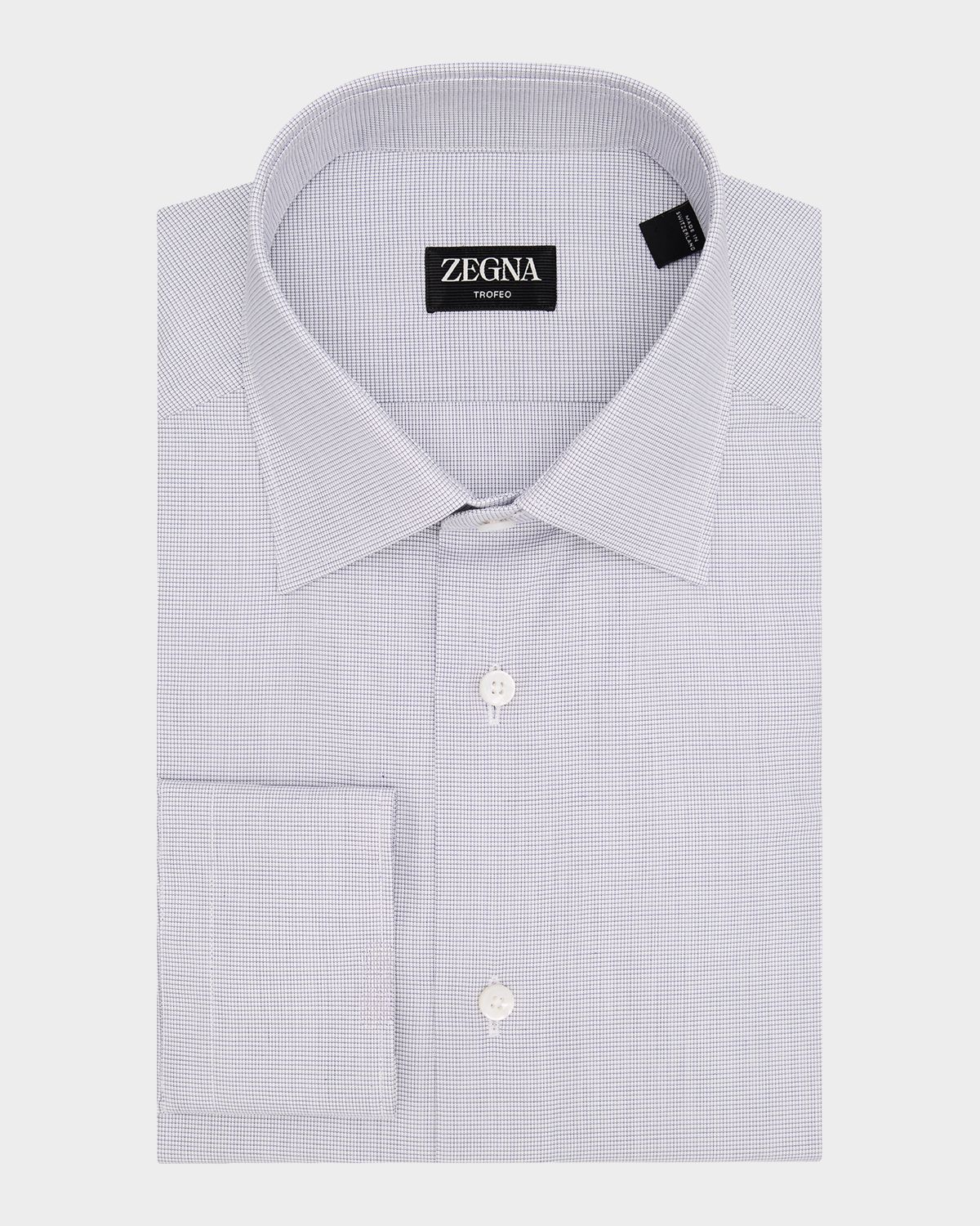 ZEGNA Men 's Micro-Check Trofeo Cotton Dress Shirt