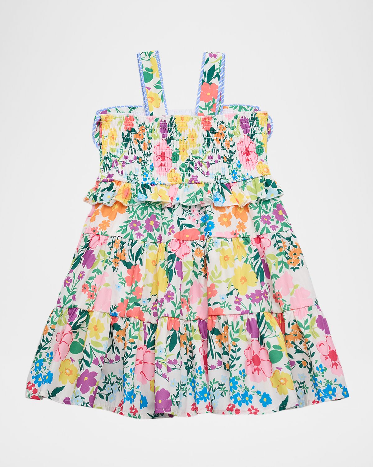 Hannah Banana Girl 's Floral-Print Tiered Dress with Bow, Size 2T-14