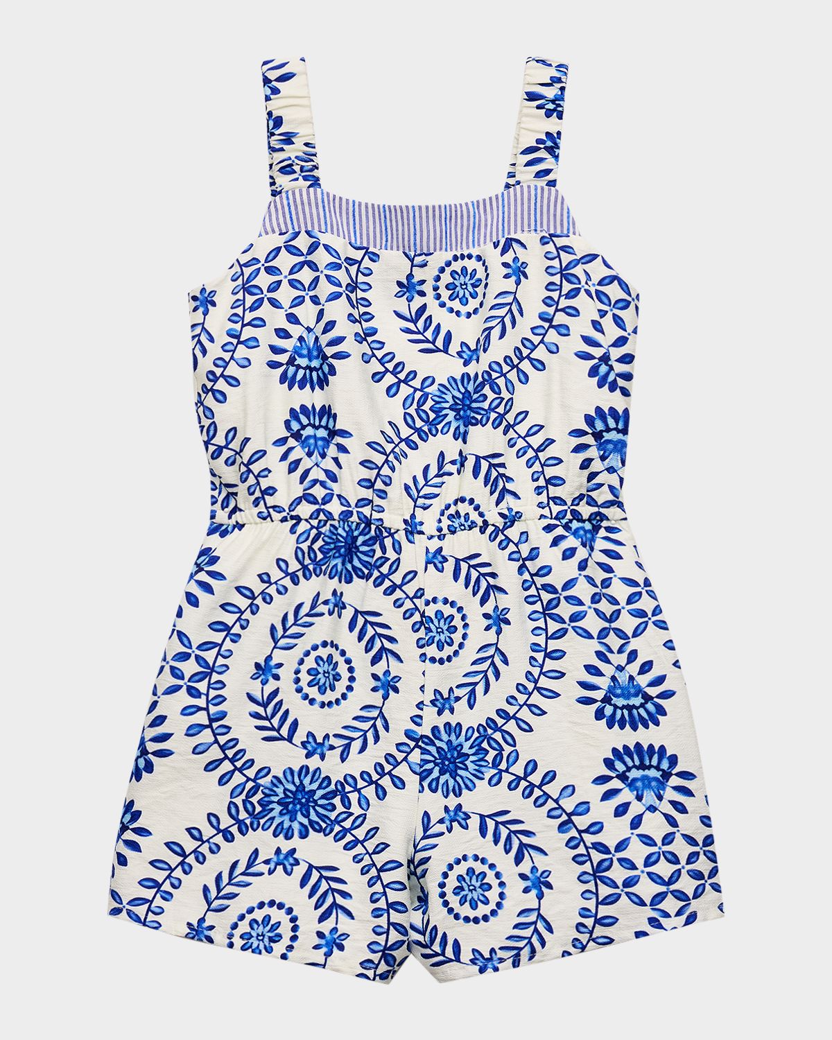 Hannah Banana Girl 's Mosaic-Print Romper, Size 4-14