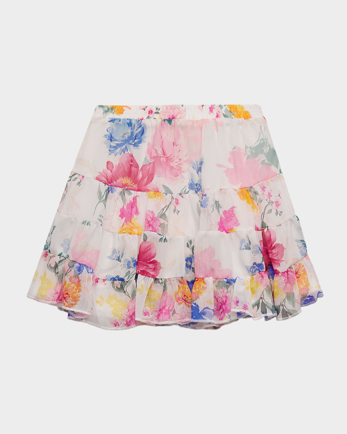 Hannah Banana Girl 's Flower-Print Tiered Skirt, Size 4-14