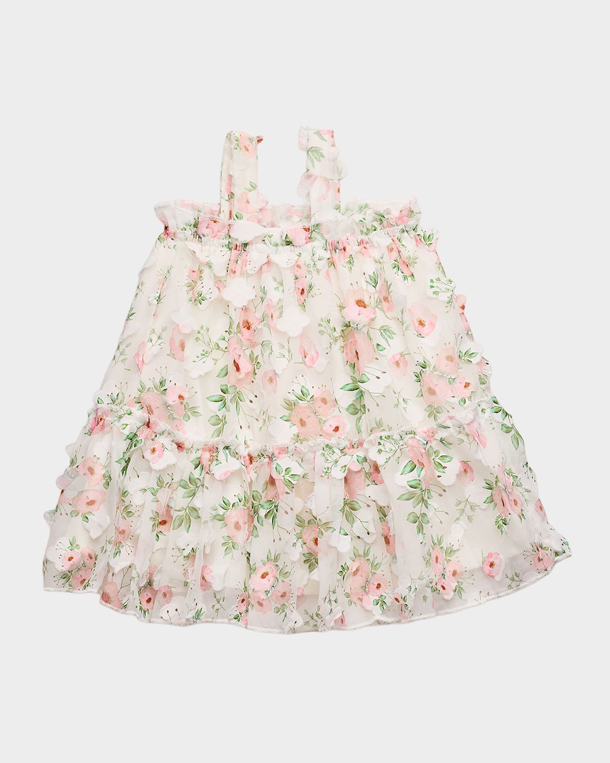 Hannah Banana Girl 's 3D Flower Mesh Dress, Size -10