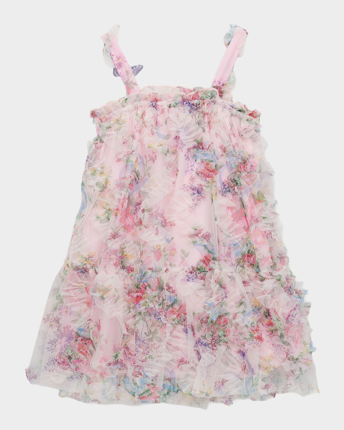 Hannah Banana Girl 's 3D Ruffle Mesh Dress, Size 2-