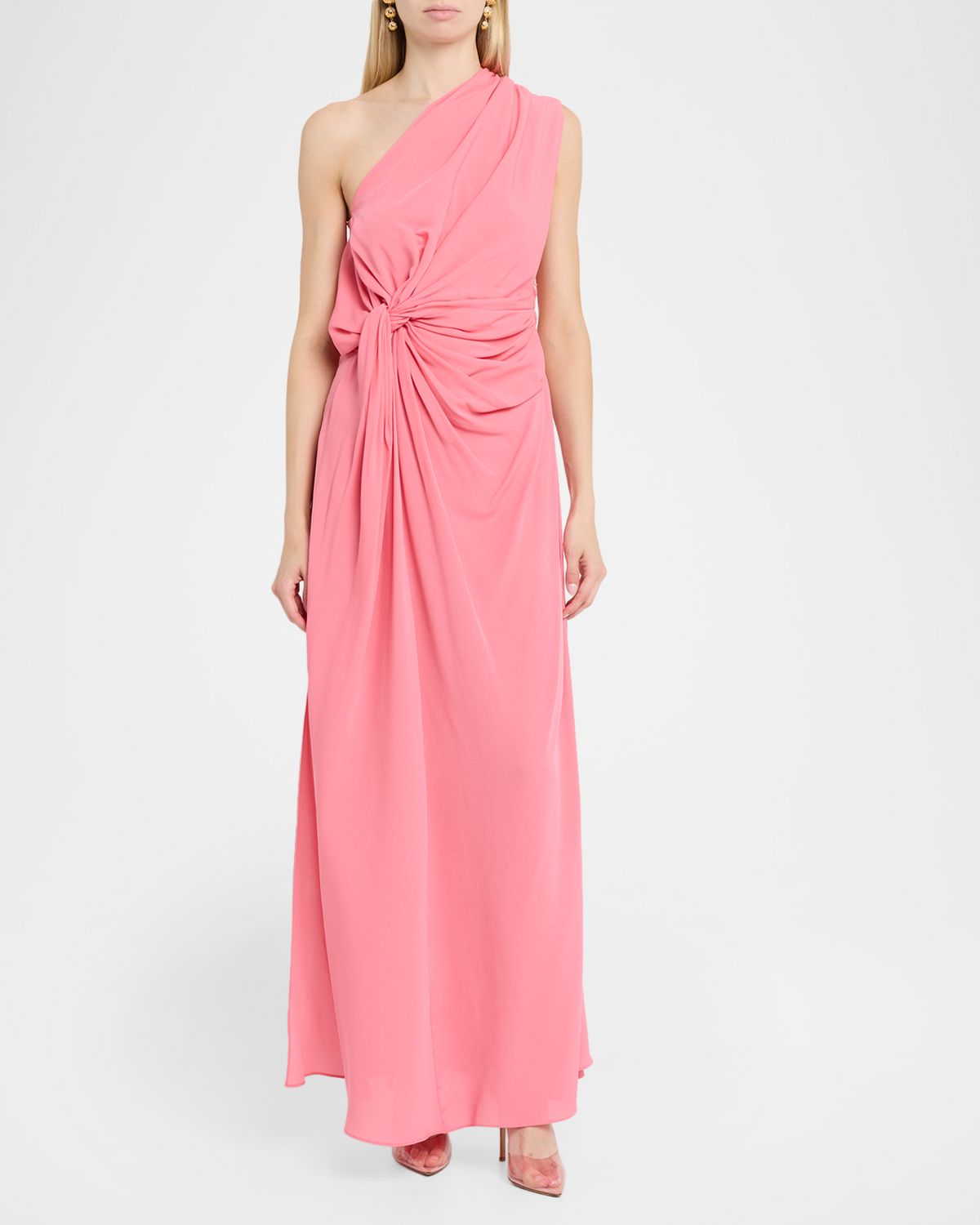 Alex Perry One-Shoulder Draped Silk Gown