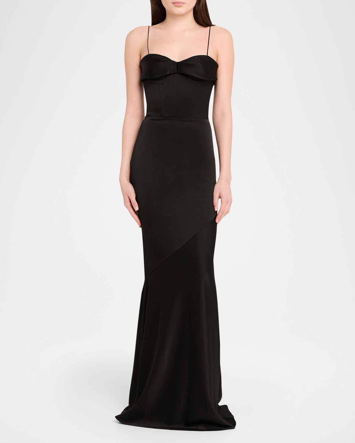 Alex Perry Cupped Draped Satin Gown