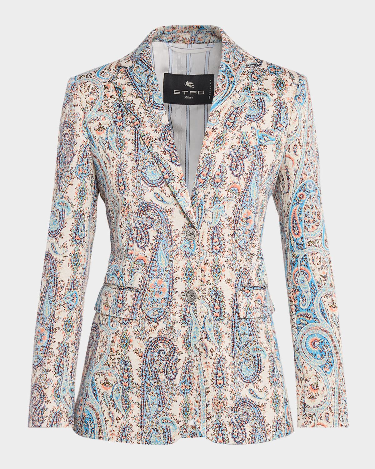 Etro Single-Breasted Paisley Jacquard Fitted Jacket