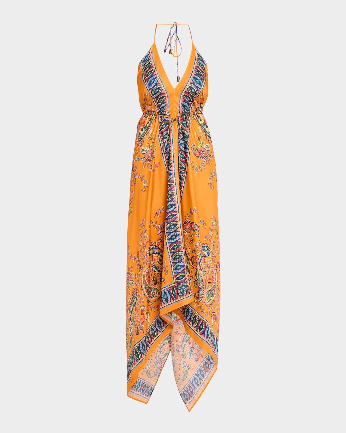 Etro Paisley Silk Halter High-Low Coverup Dress