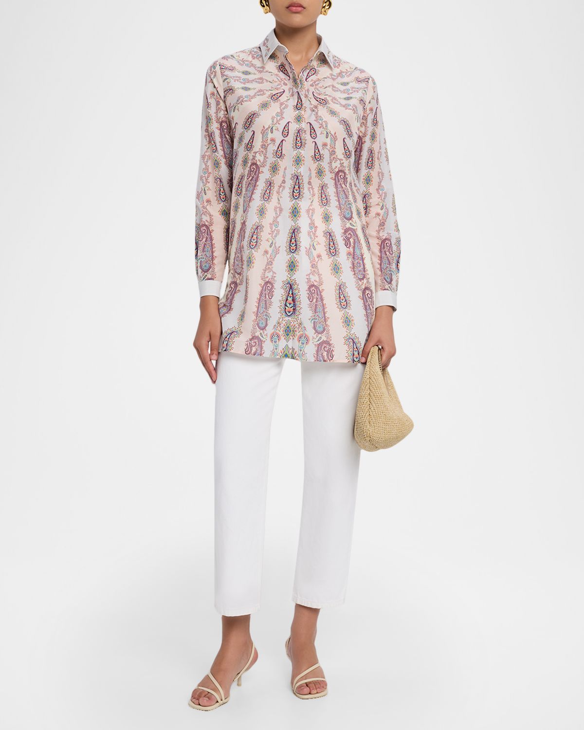 Etro Paisley-Print Silk Button-Down Blouse