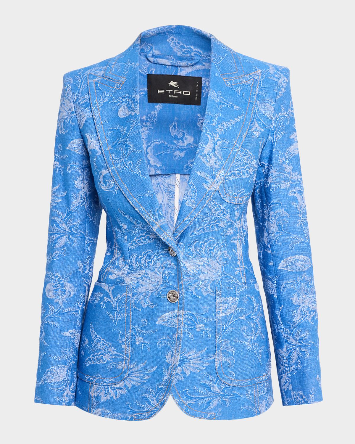 Etro Paisley Denim Jacquard Single-Breasted Jacket