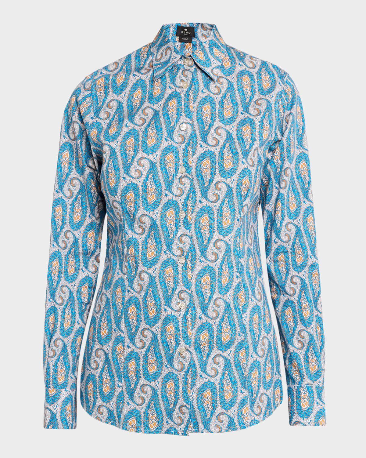 Etro Leafy Paisley Stretch Cotton Shirt