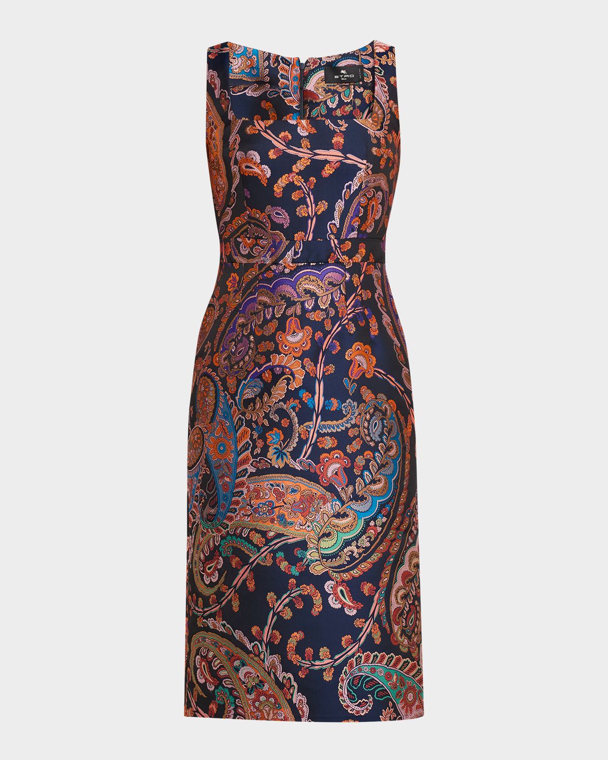Etro Paisley Jacquard Sleeveless Sheath Dress