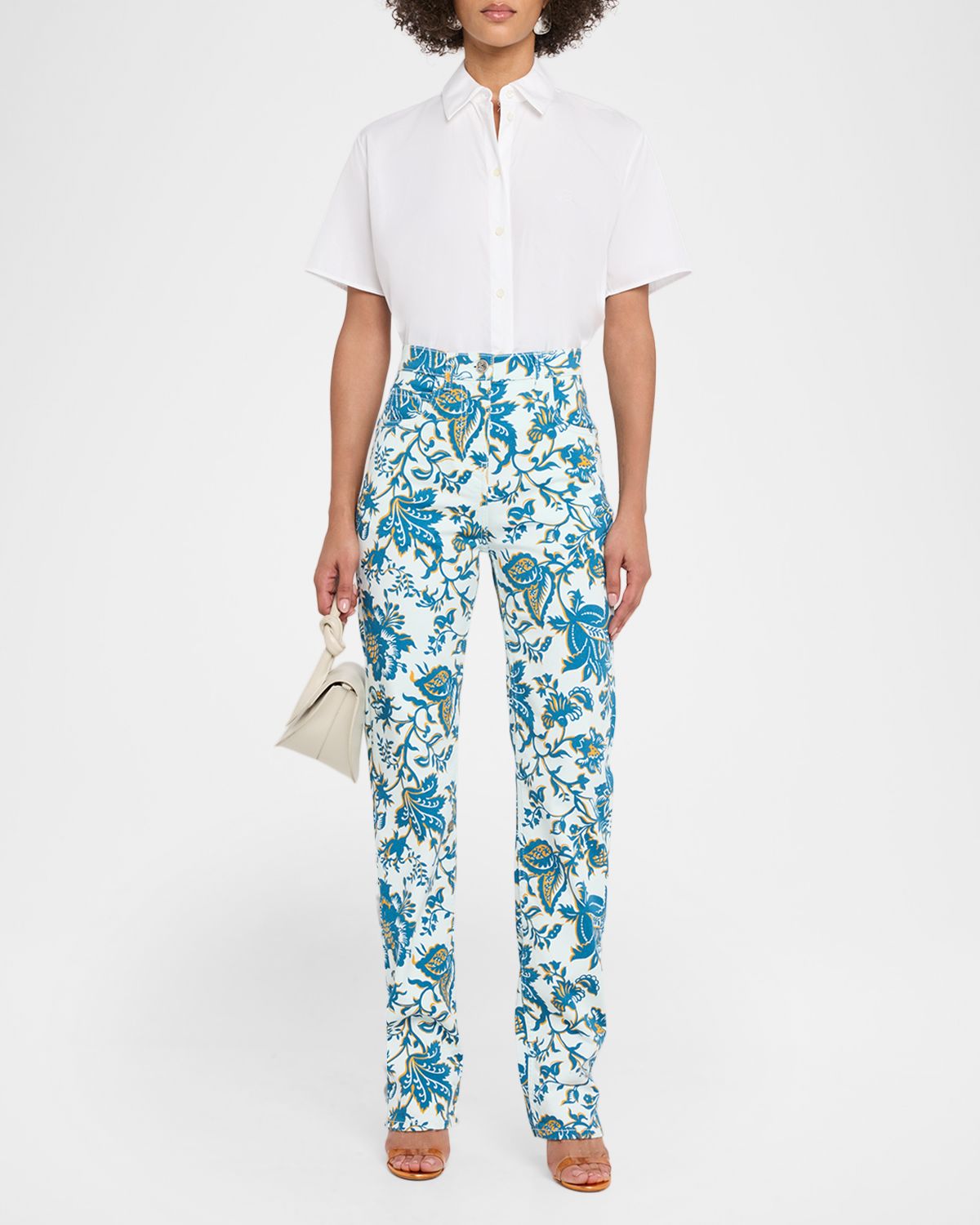 Etro Floral-Print Straight-Leg Jeans