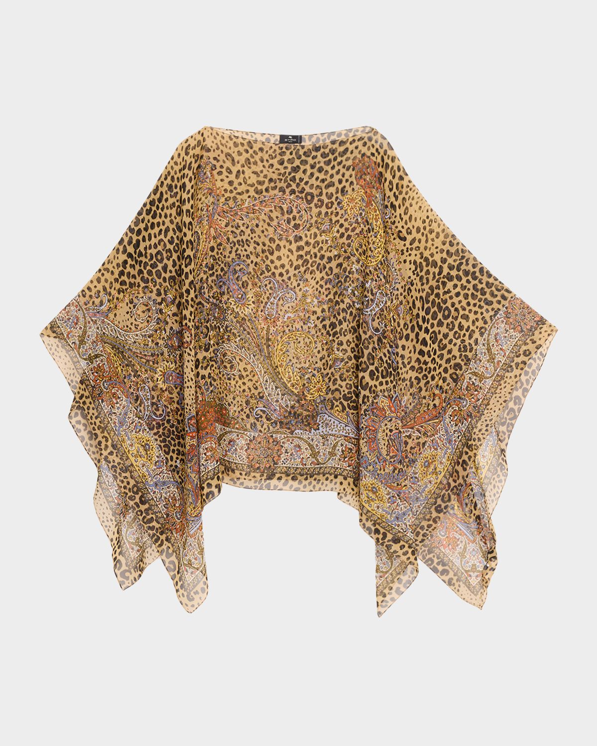 Etro Leopard-Print Silk Chiffon Poncho
