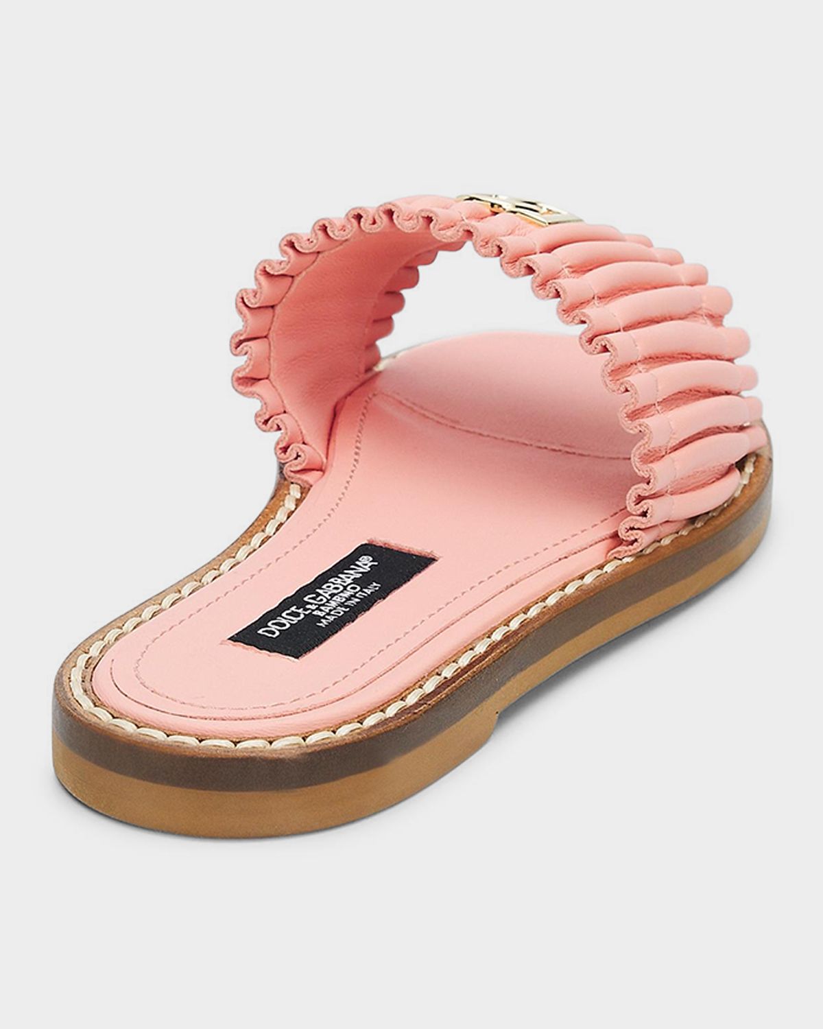 Dolce & Gabbana Girl 's Nappa Leather Flat Slide Sandals, Toddler/Kids