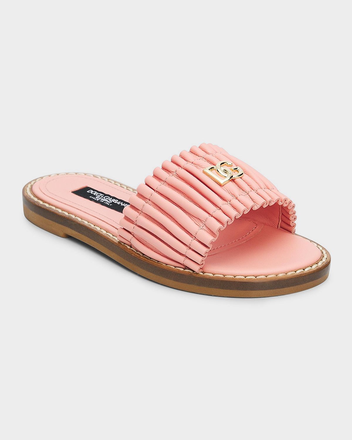 Dolce & Gabbana Girl 's Nappa Leather Flat Slide Sandals, Toddler/Kids