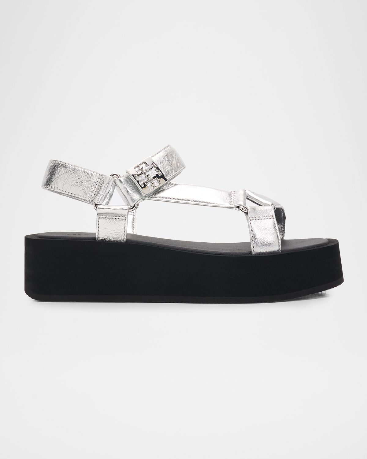 Tory Burch Mellow Metallic Leather Platform Sandals