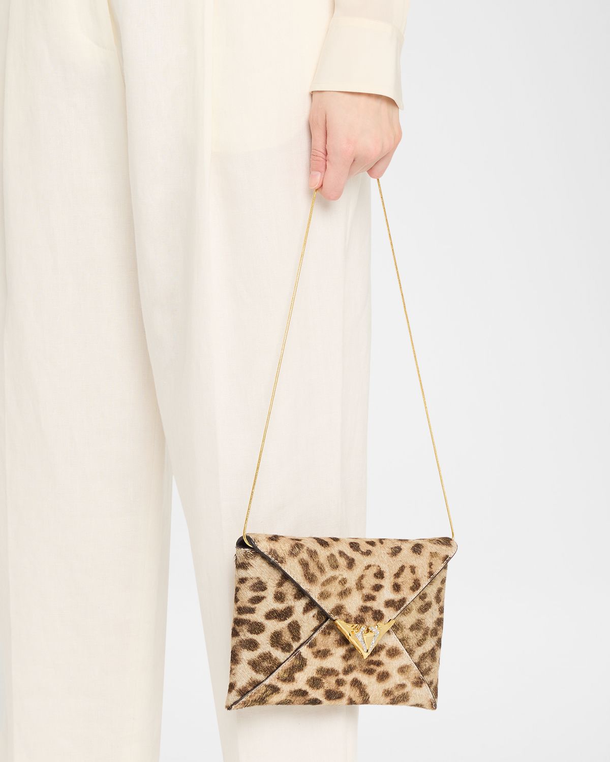 Alexis Bittar Leopard-Print Calf Hair Envelope Clutch Bag