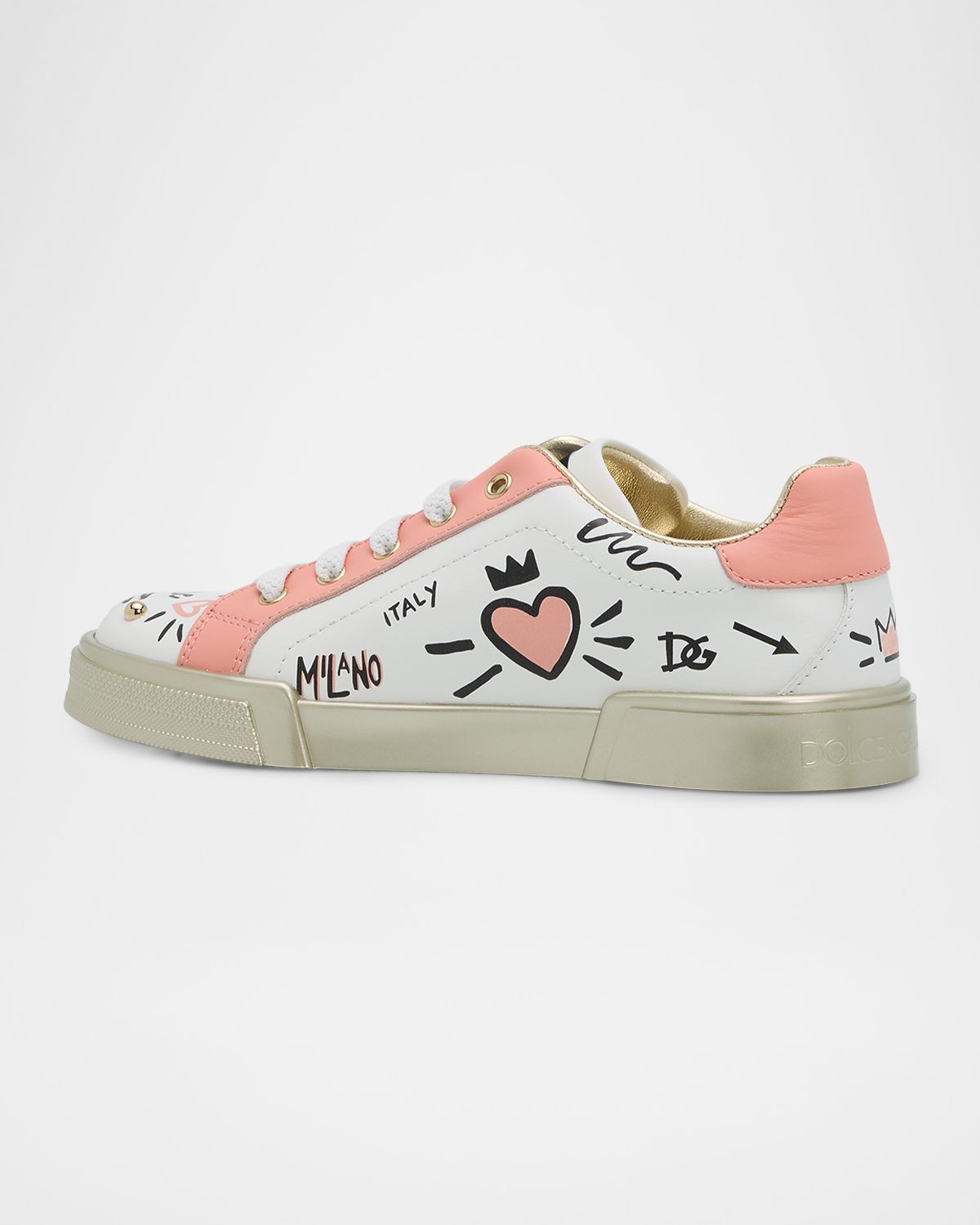 Dolce & Gabbana Girl 's Portofino Embroidered Calfskin Sneakers, Toddler/Kids