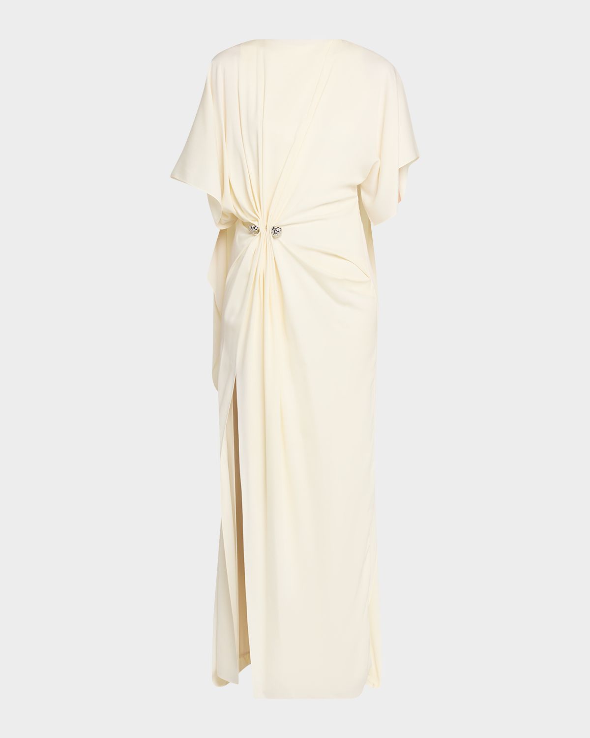 Brandon Maxwell Draped Embellished Crepe Maxi Dress