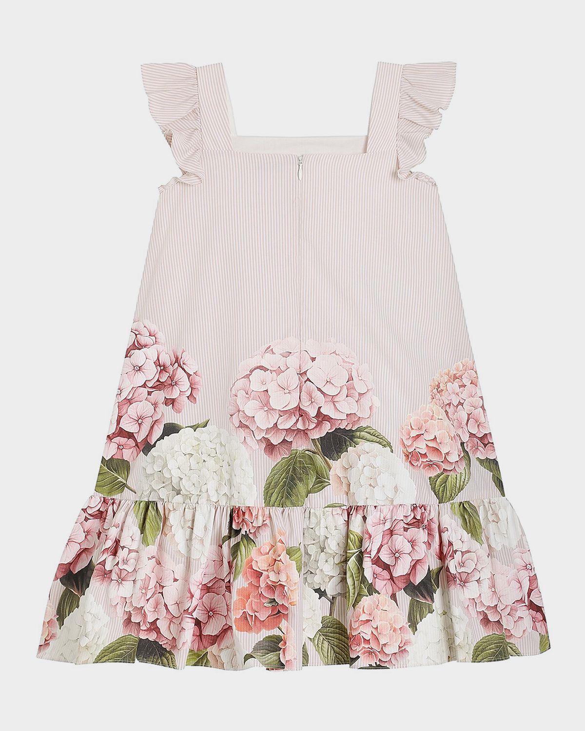 Dolce & Gabbana Girl 's Ruffled Hydrangea-Print Cotton Dress, Size 4-6