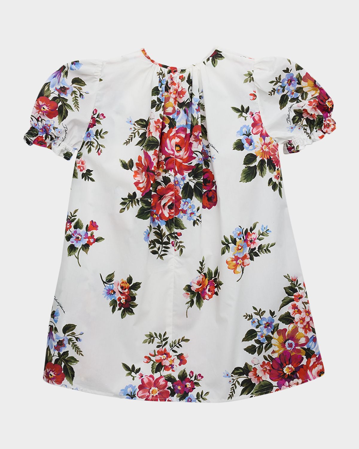 Dolce & Gabbana Girl 's Flower Bouquet-Print Cotton Dress, Size 8-14