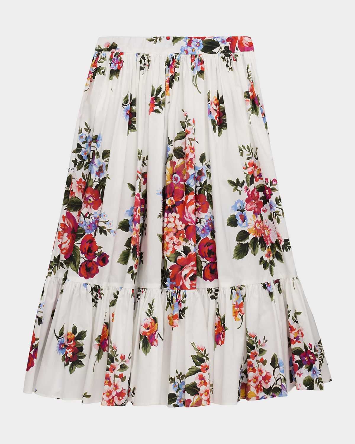 Dolce & Gabbana Girl 's Flower Bouquet-Print Poplin Skirt, Size 8-