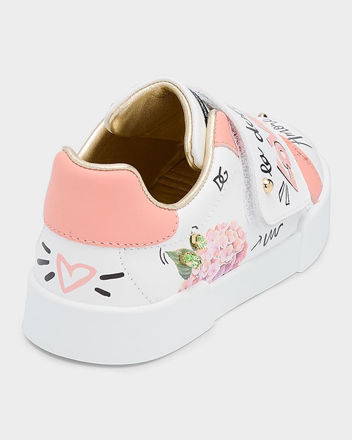 Dolce & Gabbana Girl 's Printed Calfskin Portofino Low-Top Sneakers, Babies