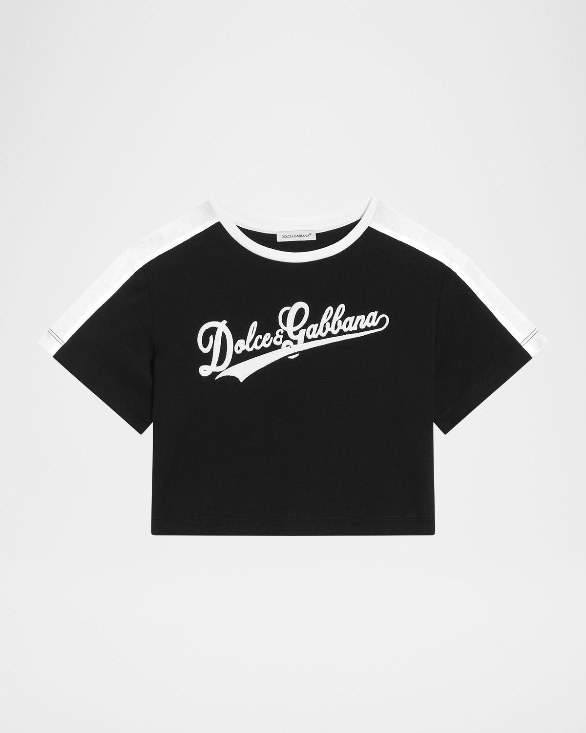 Dolce & Gabbana Girl 's Cropped Short-Sleeve Logo T-Shirt, Size -6