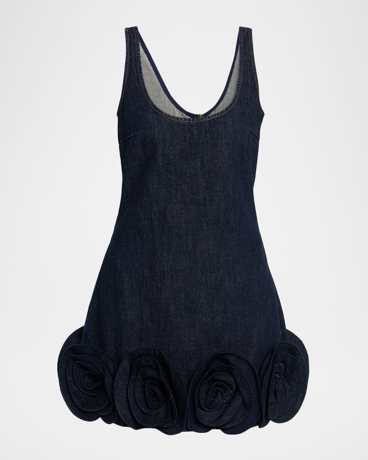 Self-Portrait Denim 3D Flower Mini Dress
