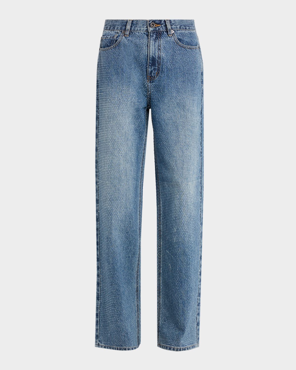 Self-Portrait Rhinestone Straight-Leg Jeans