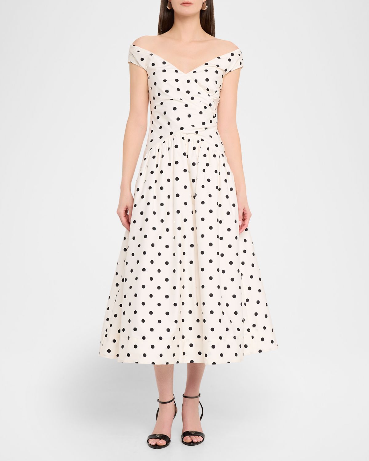 Self-Portrait Polka-Dot Cotton Midi Dress