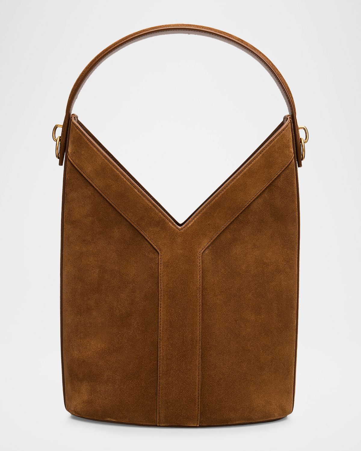 Saint Laurent Y-Stitch Suede Bucket Bag