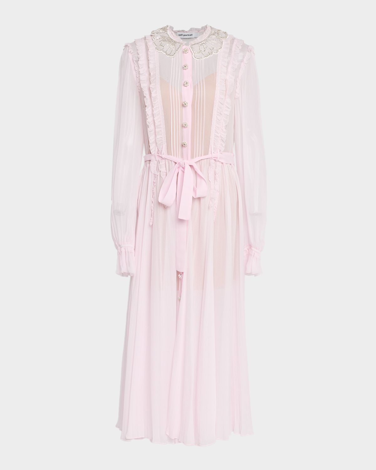 Self-Portrait Pleated Georgette Midi Dress
