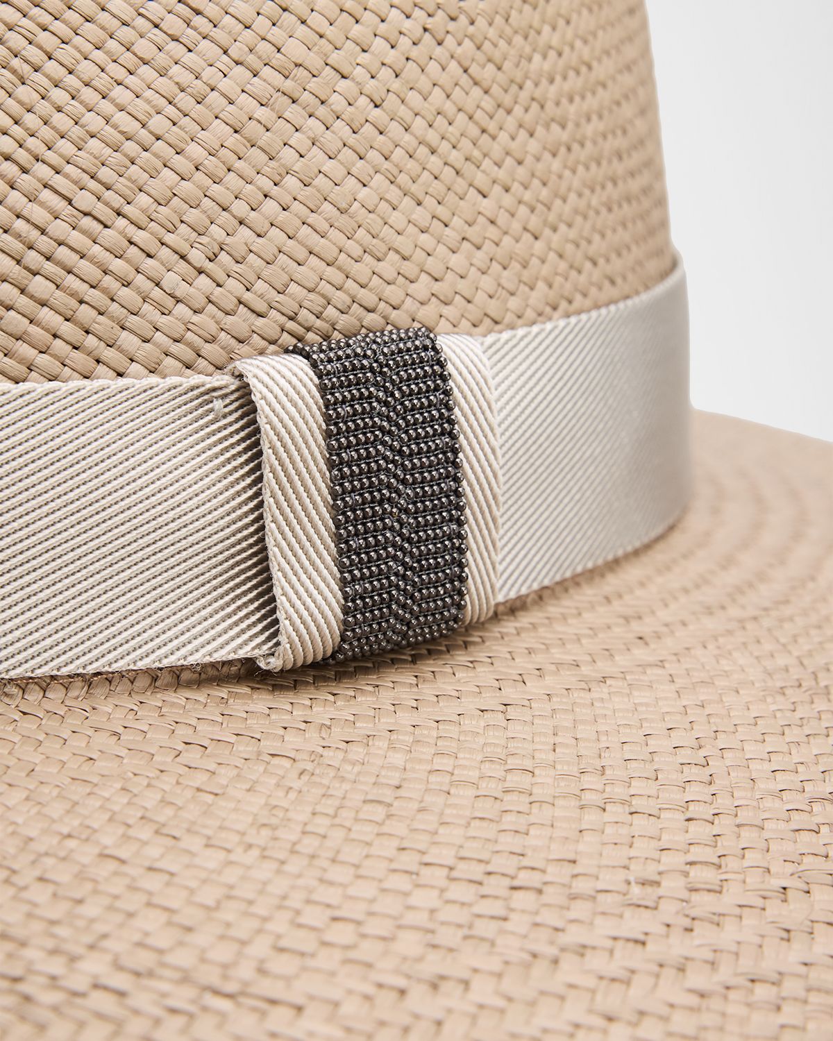 Brunello Cucinelli Straw Fedora with Monili Band