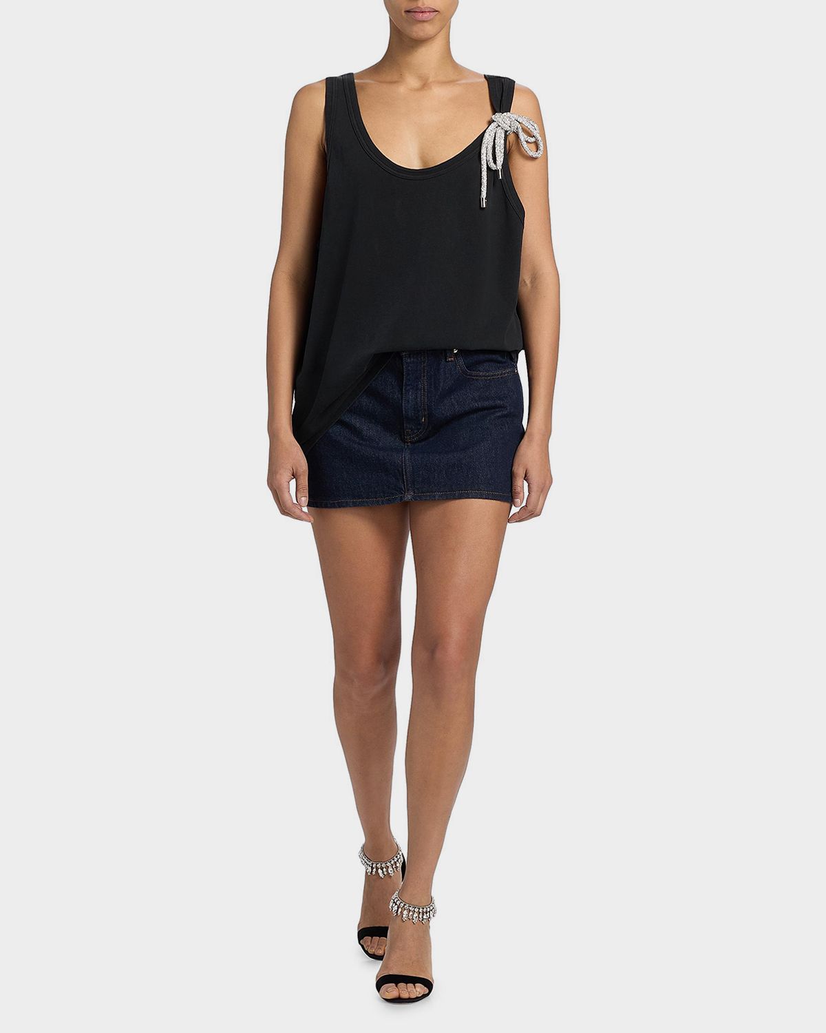 AREA Crystal Knot Oversized Tank Top - Women's Clothing