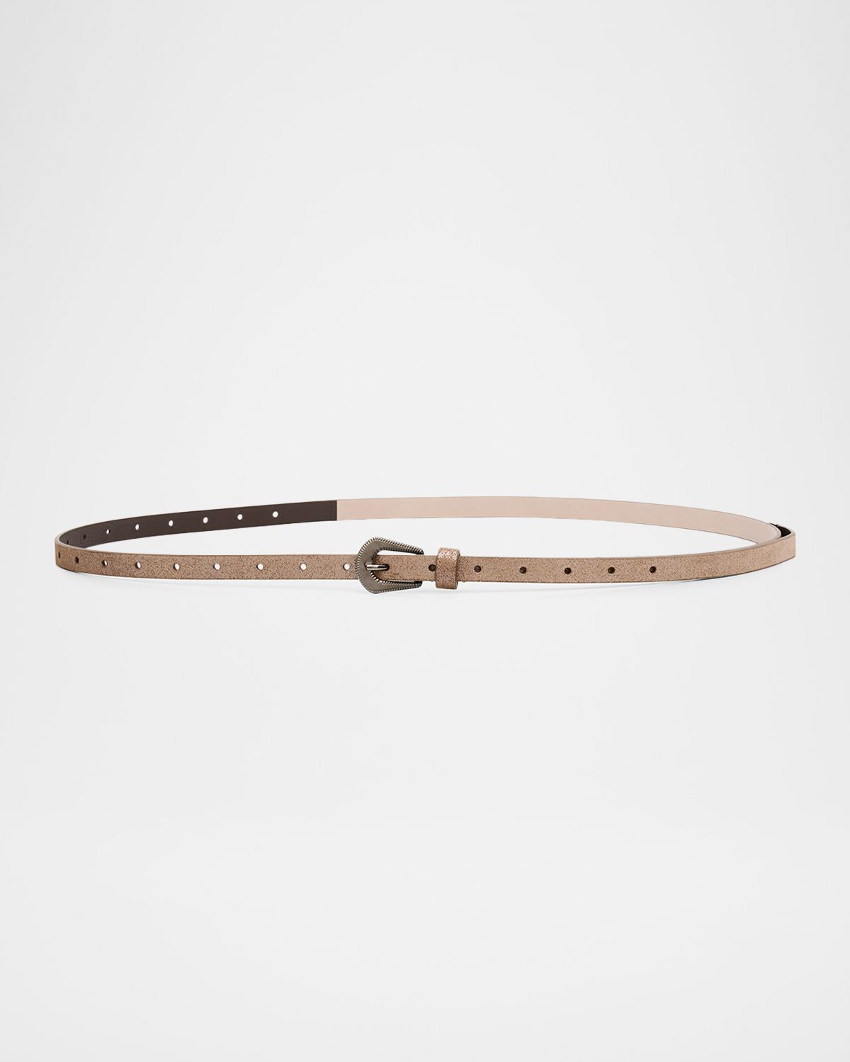 Brunello Cucinelli Reversed Leather Belt with Tip