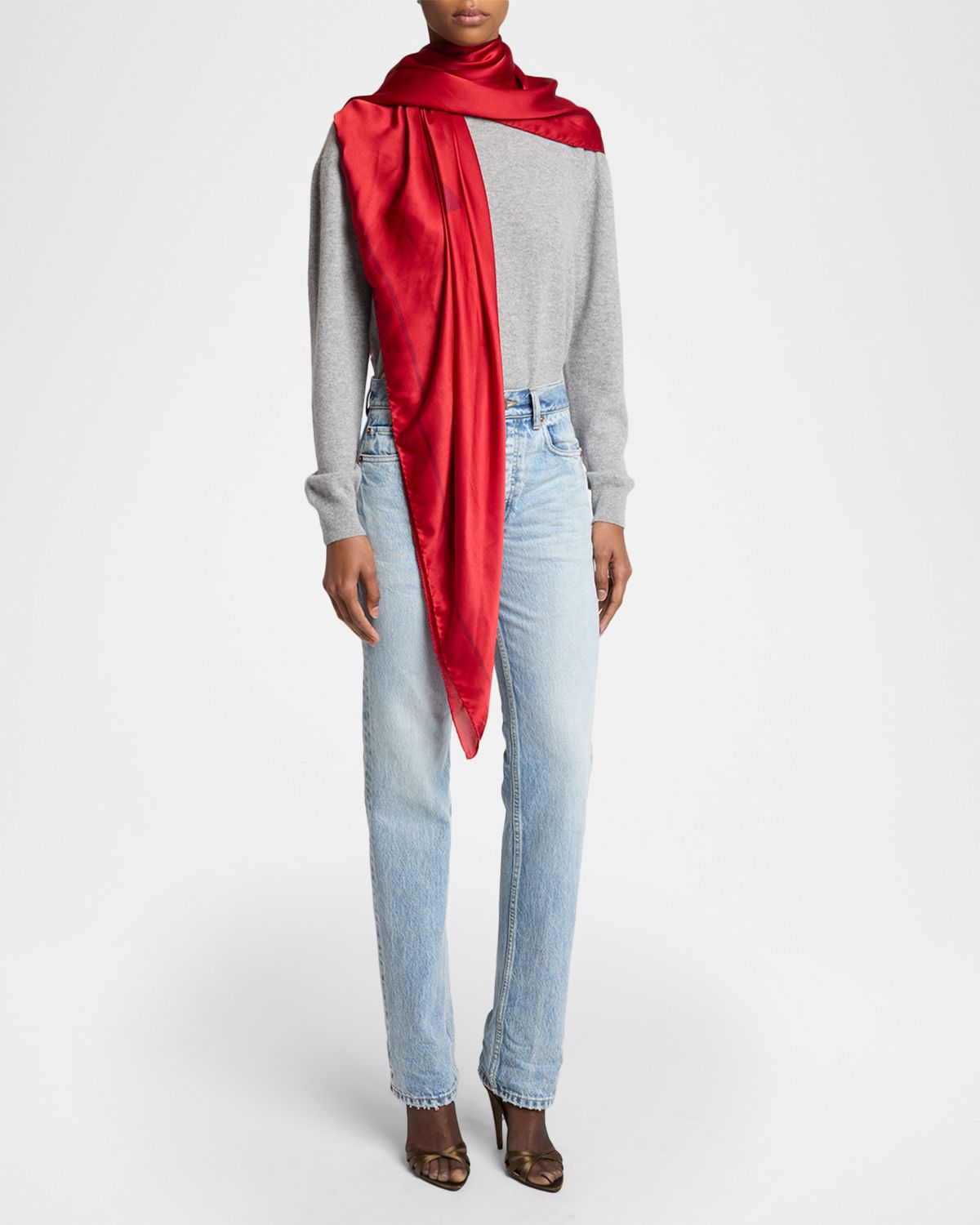 Saint Laurent Cassandre Square Silk Scarf