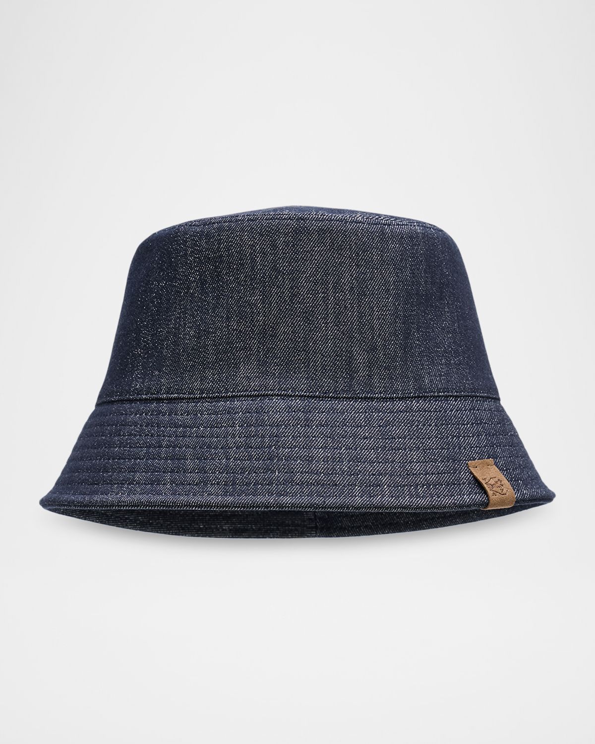 Brunello Cucinelli Sparkling No-Fade Denim Bucket Hat with Monili