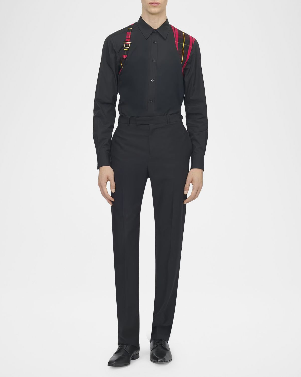 McQueen Men 's Tartan Harness Cotton Button-Down Shirt