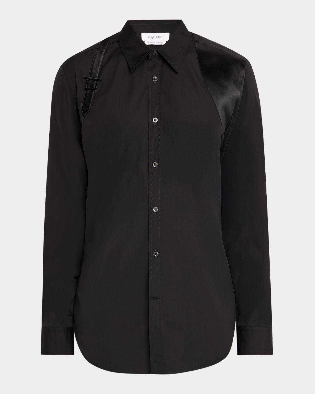 McQueen Men 's Harness Cotton Satin-Trim Sport Shirt