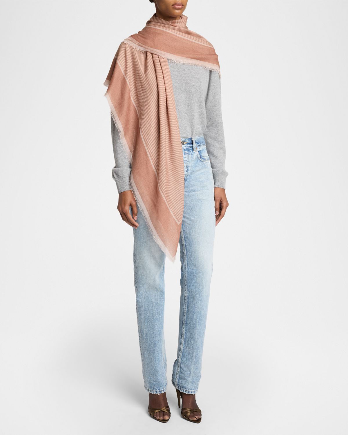 Saint Laurent Cassandre Cashmere & Silk Etamine Scarf - Women's Accessories