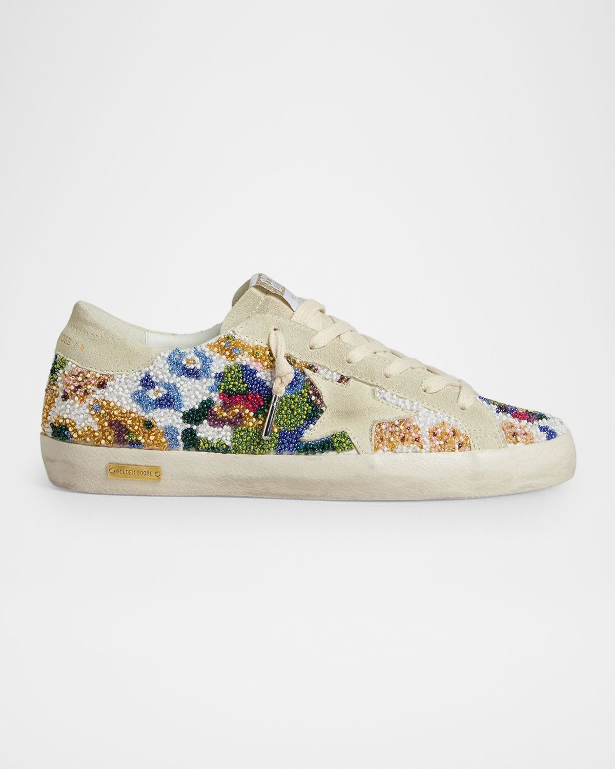 Golden Goose Super-Star Suede Beaded Low-Top Sneakers