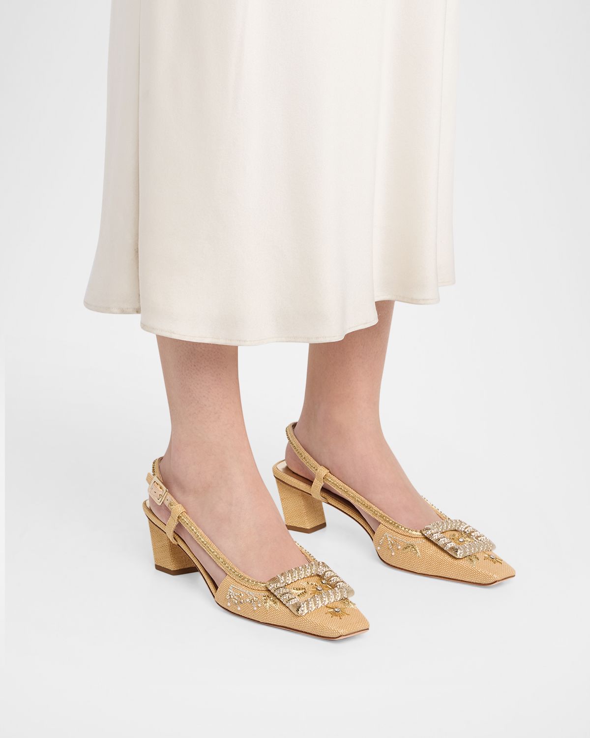 Roger Vivier 45mm Belle Vivier Embellished Canvas Slingback Pumps | Thumbnail 6 Roger Vivier 45mm Belle Vivier Embellished Canvas Slingback Pumps | Thumbnail 6