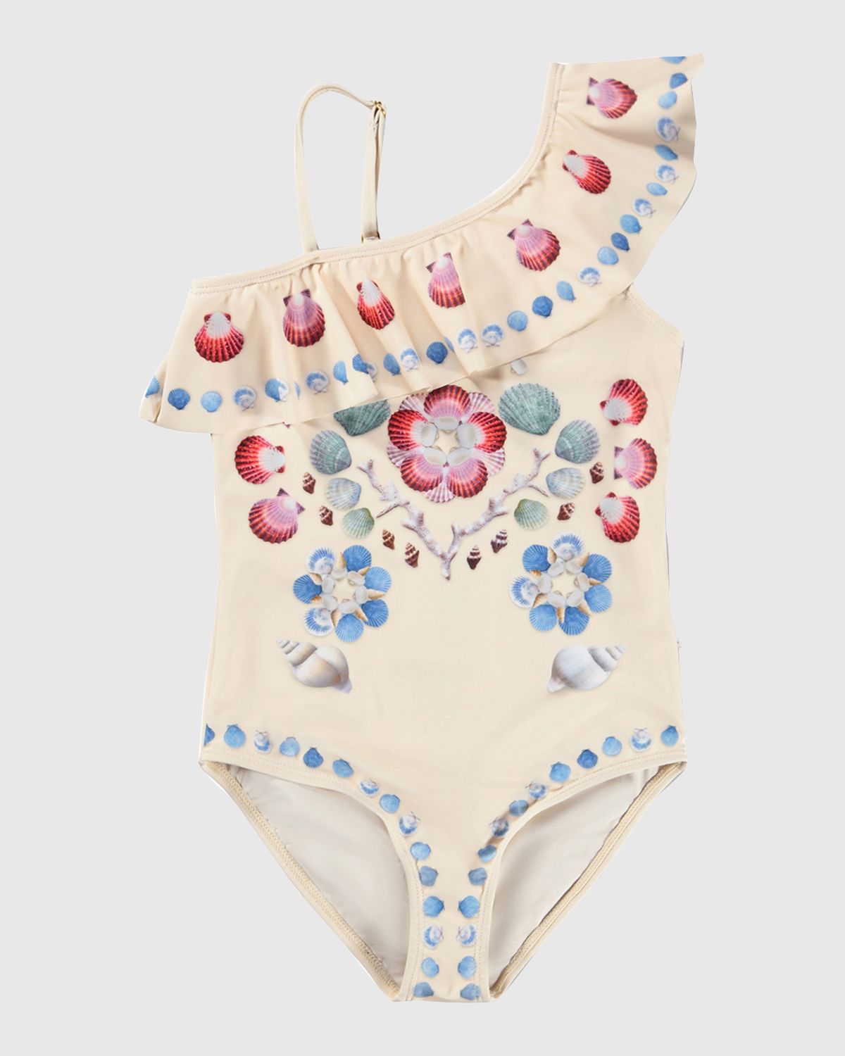 Molo Girl 's Net Asymmetric Ruffled One-Piece Swimsuit