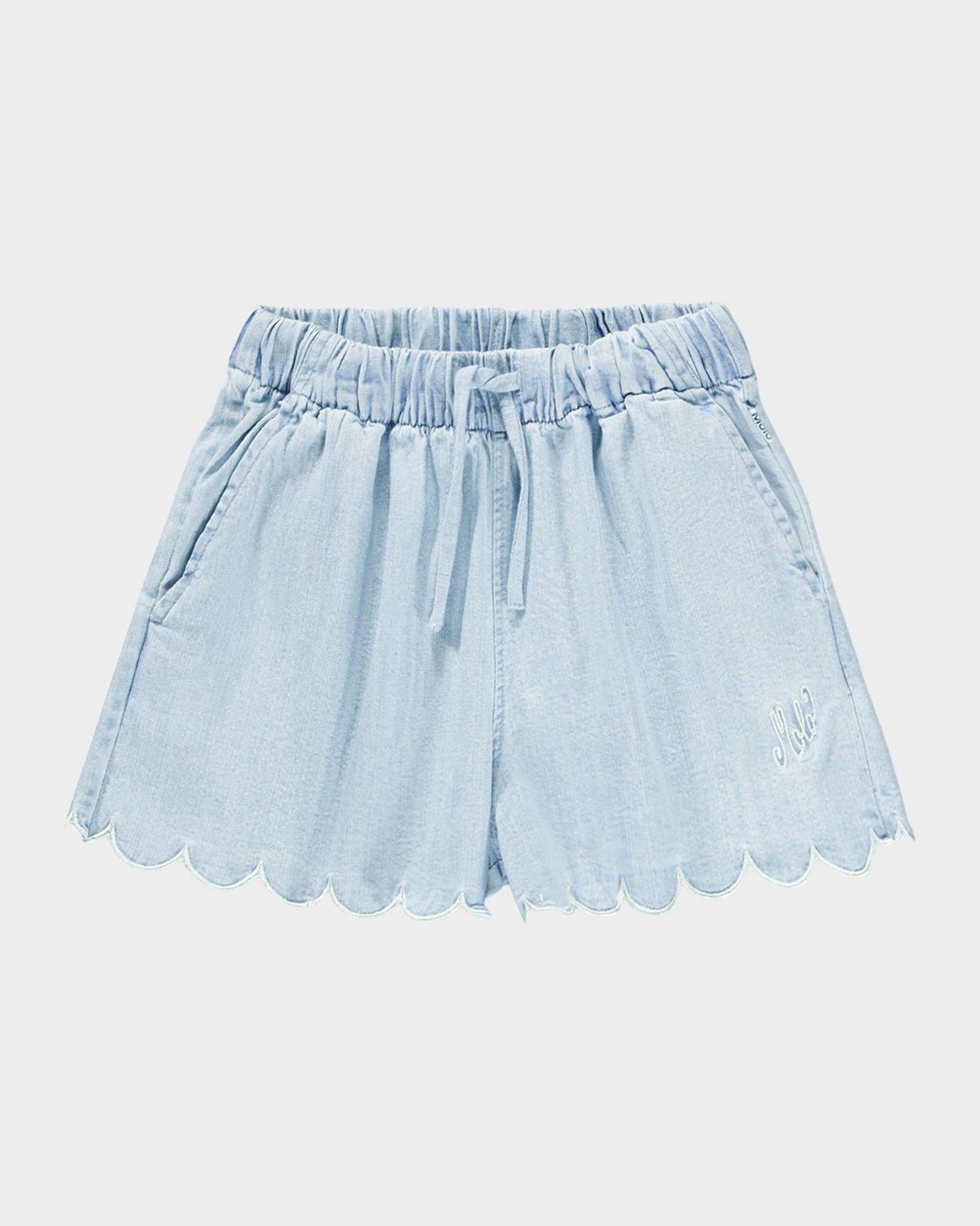 Molo Girl 's Addie Scalloped Organic Cotton Shorts