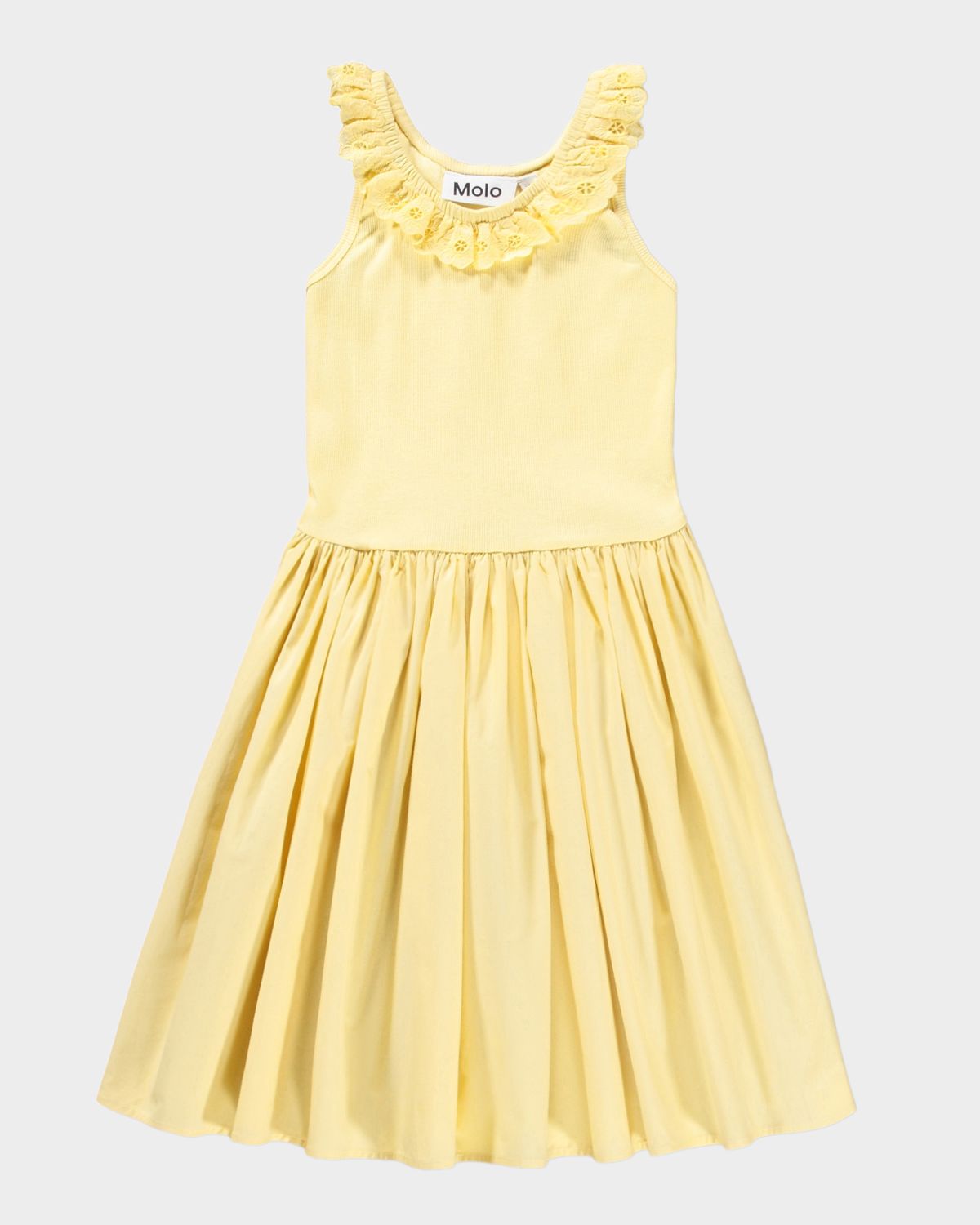 Molo Girl 's Croco Sleeveless Ruffle Lace Combo Dress