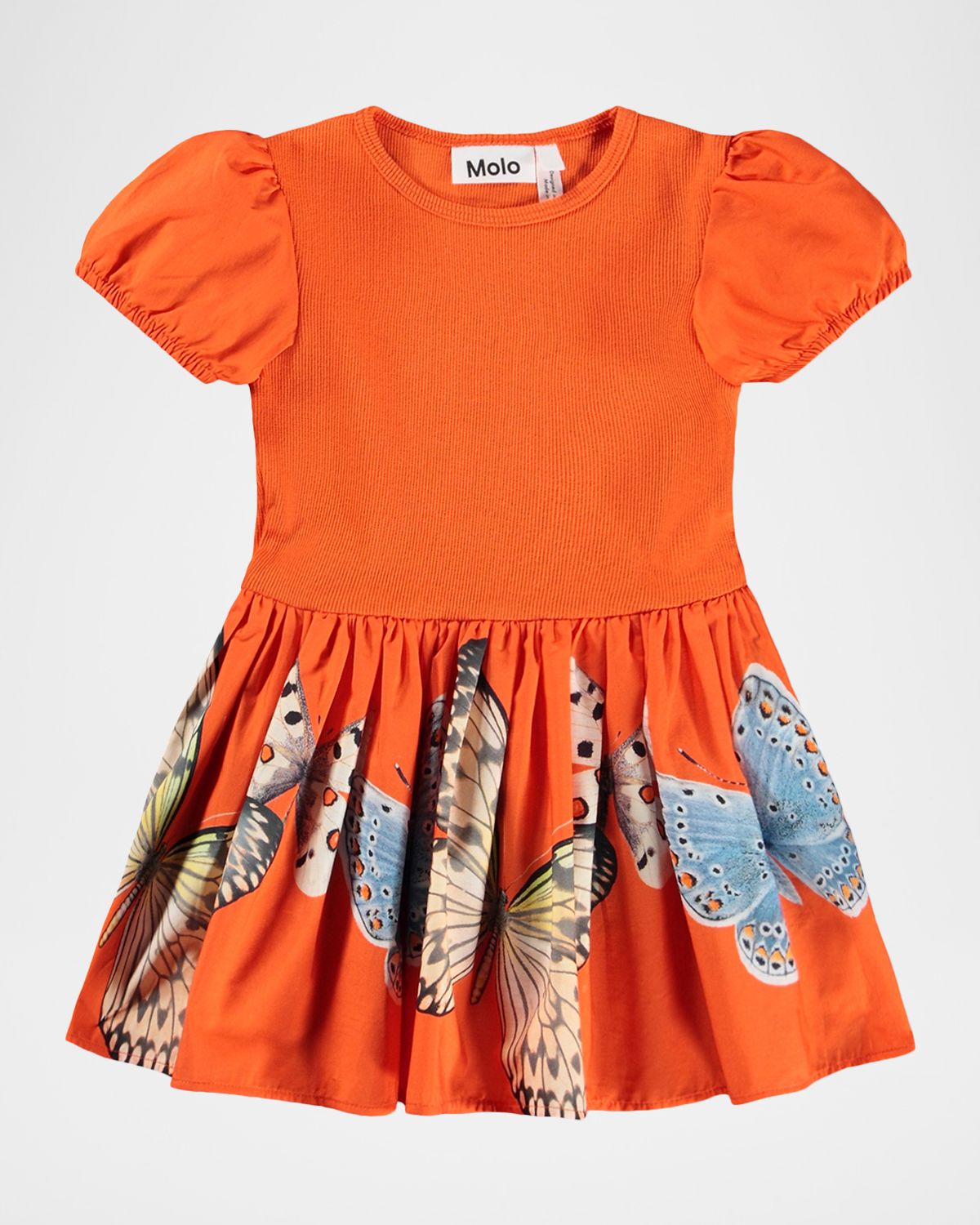 Molo Girl 's Caitlin Puff-Sleeve Organic Cotton Dress, Size 6M-2