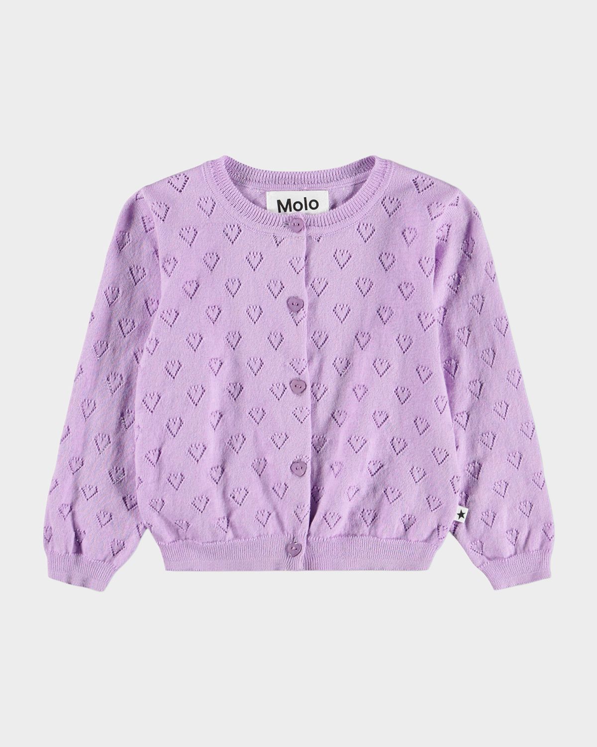 Molo Girl 's Gertrude Heart Pointelle Cotton Cardigan, Size 6M-2 | Thumbnail 4 Molo Girl 's Gertrude Heart Pointelle Cotton Cardigan, Size 6M-2 | Thumbnail 4