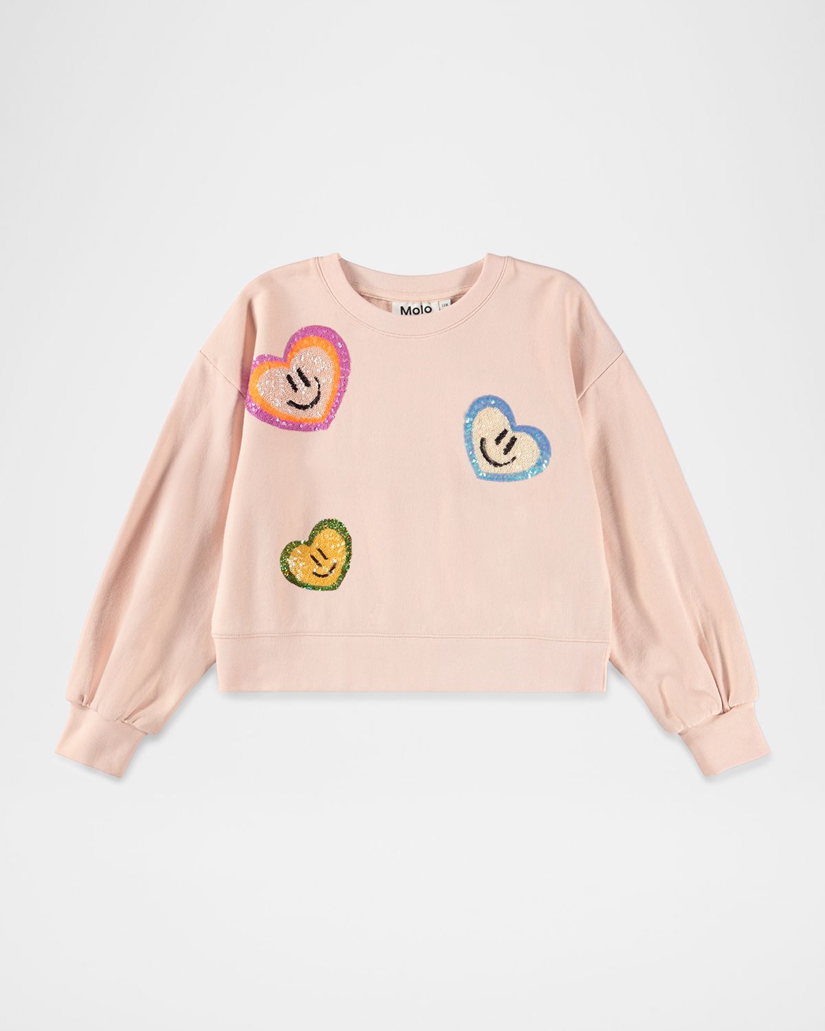 Molo Girl 's Miki Sequin Heart Embroidered Sweatshirt