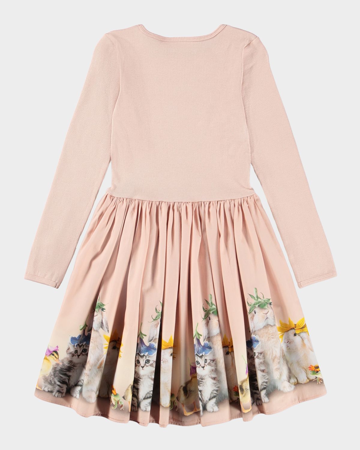 Molo Girl 's Casie Printed Ribbed Jersey & Cotton Poplin Dress