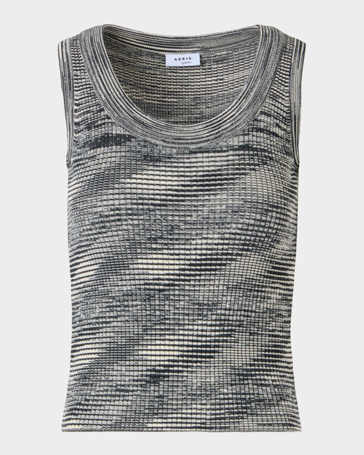 Akris punto Scoop-Neck Space Dye Merino Wool Rib Tank Top
